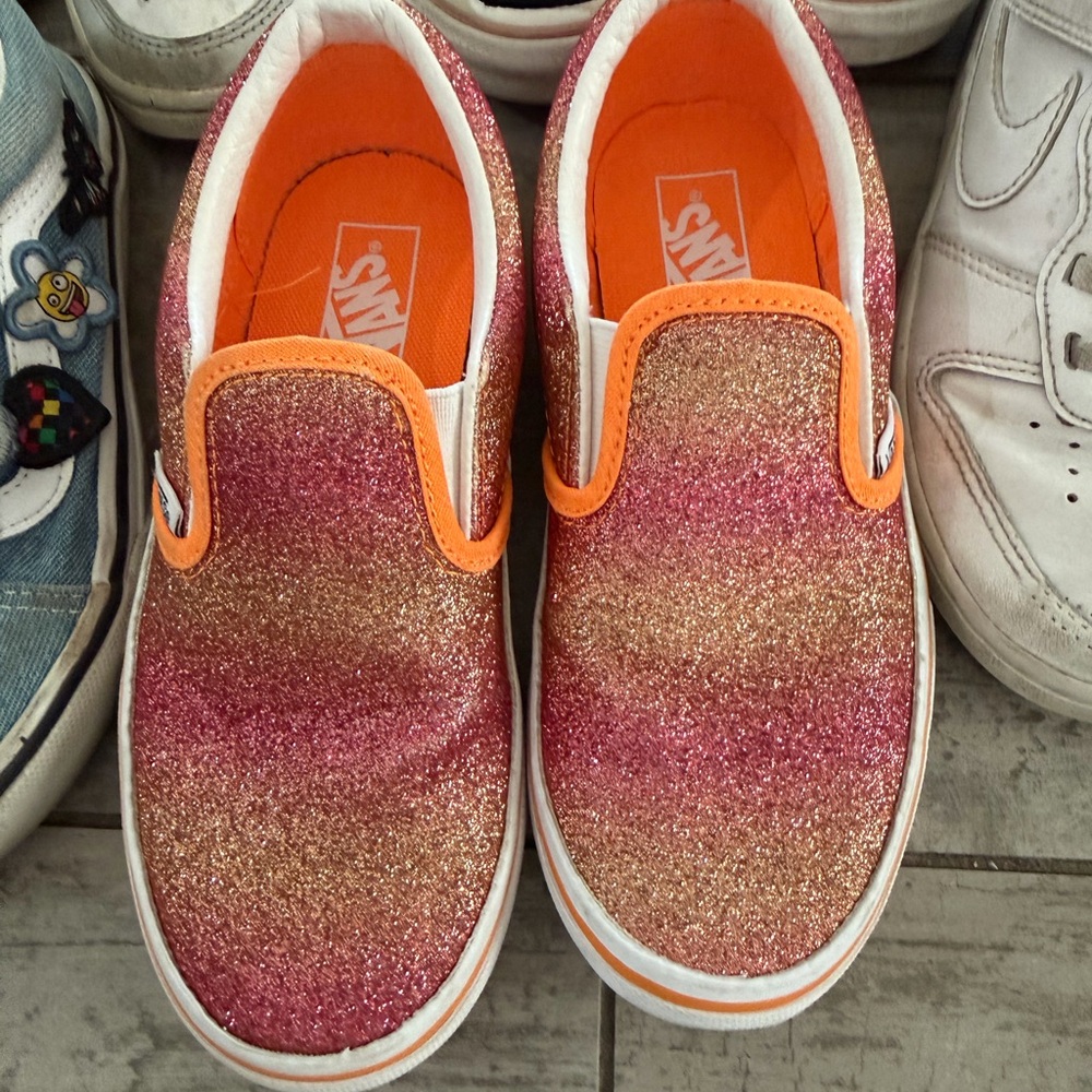 Vans Kids Glitter Ombre Slip-On Sneakers in Pink & Orange Bundle 11-13.5 - Picture 4 of 10